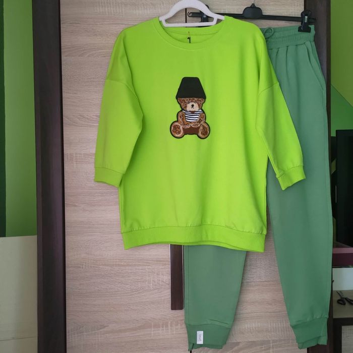 Bawełniany dres damski L Xl zielony bluza spodnie
