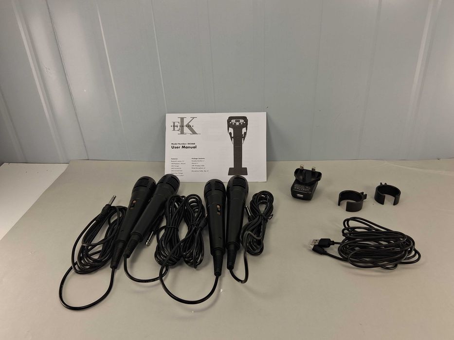 J140 Easykaraoke EK3048 Karaoke Tower Z Mikrofonami Oświetleniem Disco