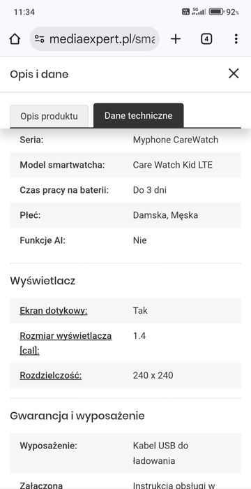 Smartwatch myPhone carewatch kid