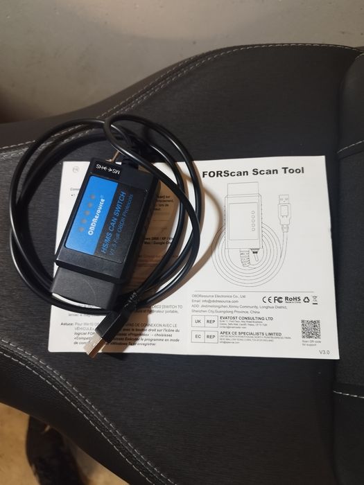 Cabo Diagnóstico OBD2 USB ELM327 c/ Interruptor (Especial FORScan / Ford e Mazda)