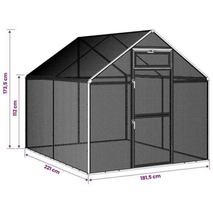 Gaiola para Pássaros Exterior 181,5x221x173,5 cm – Antracite