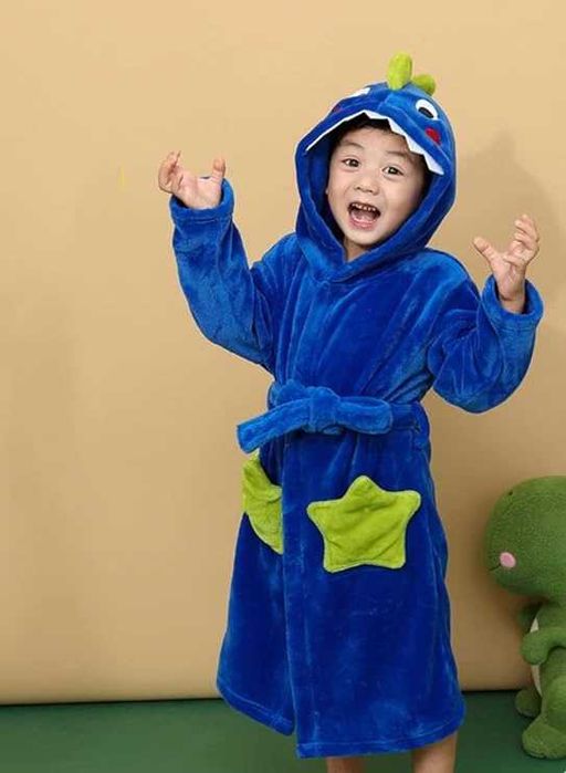 Nowy szlafrok dziecięcy / dinozaur/ kaptur / niebieski / 3-5lat !2372!