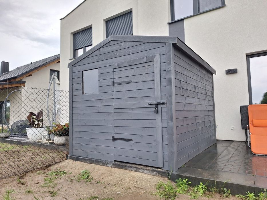 Domek narzędziowy drewniany skrytka szopka garaż drewno