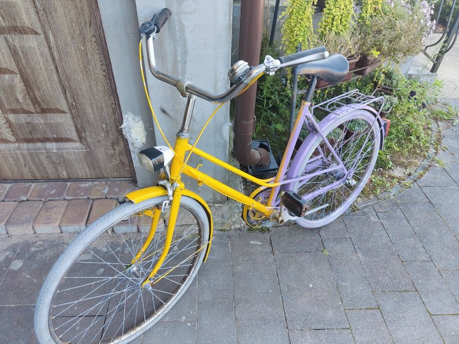 Rower Damski fiolet-zółty miejski