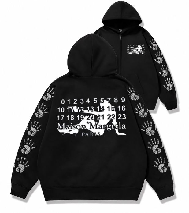 Зип худи Maison Margiela Paris Logo унисекс черное Мейсон Мардежа кофта лонгслив толстовка Новинка свитшот
