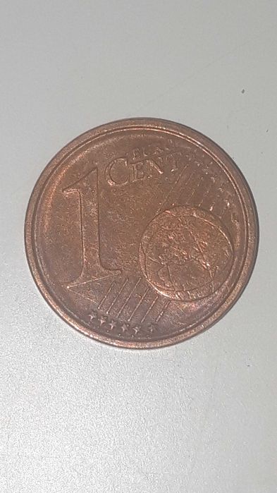 Moeda de 1 centimo defeito de cunhagem.