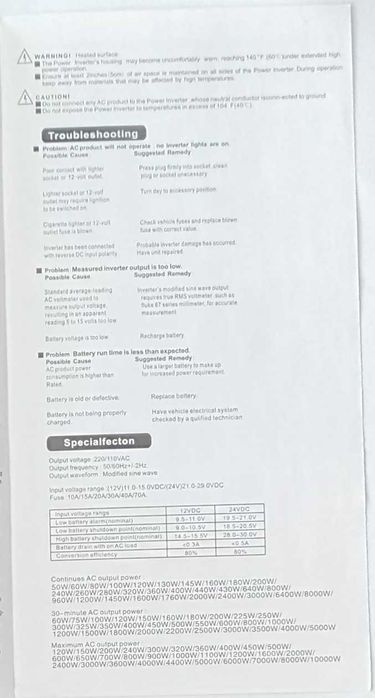 Przetwornica napięcia DC 12V do AC 220V