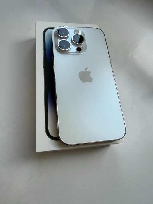 iPhone 14 Pro, Silver, 128 GB, gwarancja, bateria 100%