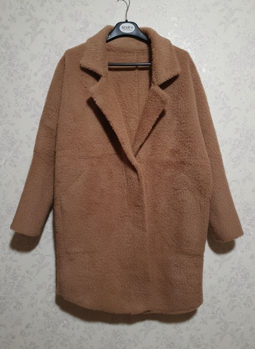 Wełniany płaszcz M oversize kurtka kardigan