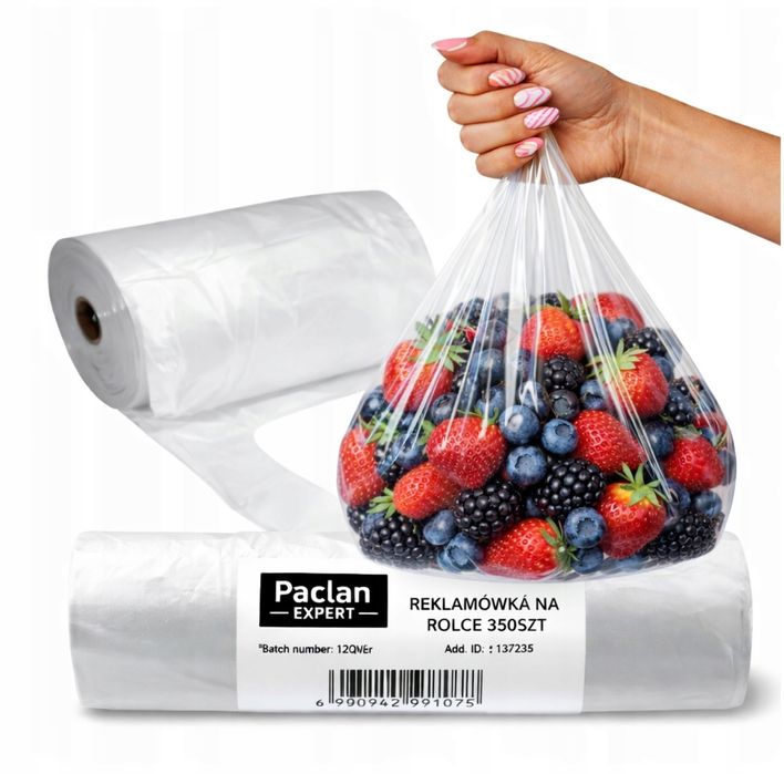 3Zestawy Reklamówka jednorazowa Paclan HDPE 43x35 cm 8 µ do 5 kg 350 szt.