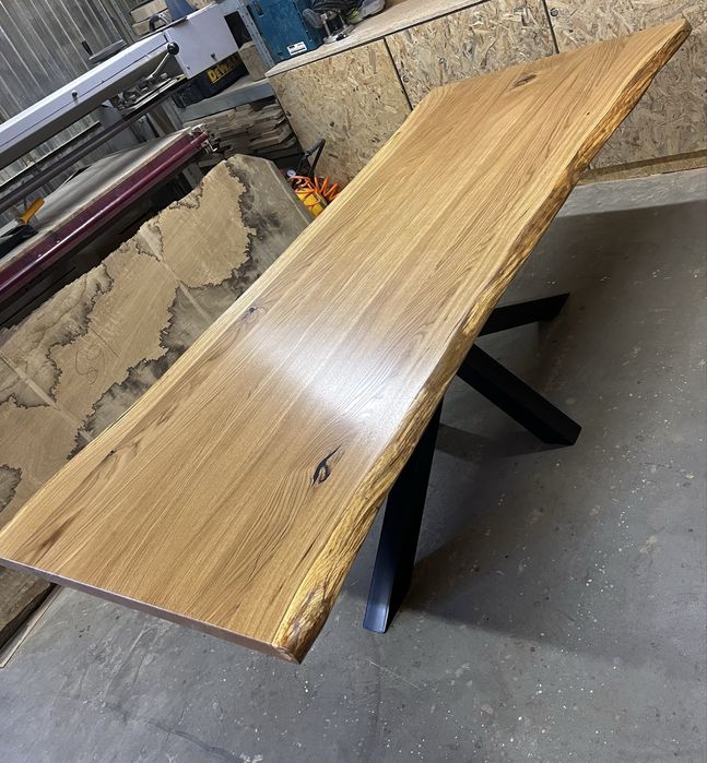 Stół dębowy, naturalna krawędź, pająk, rustic, loft