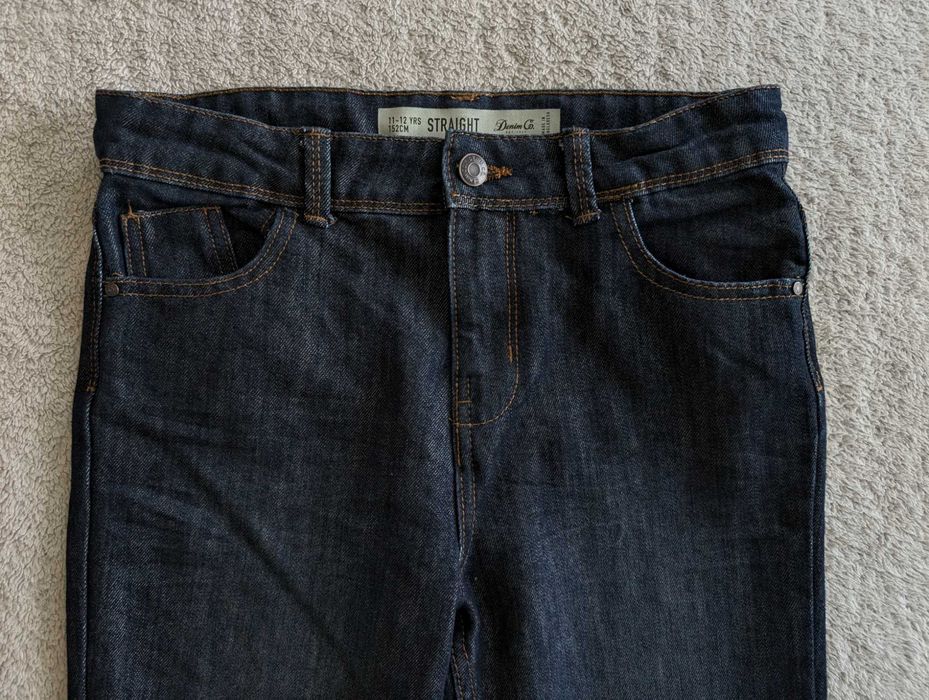 Granatowe spodnie jeansowe jeansy Denim Co. Straight 152 jak nowe