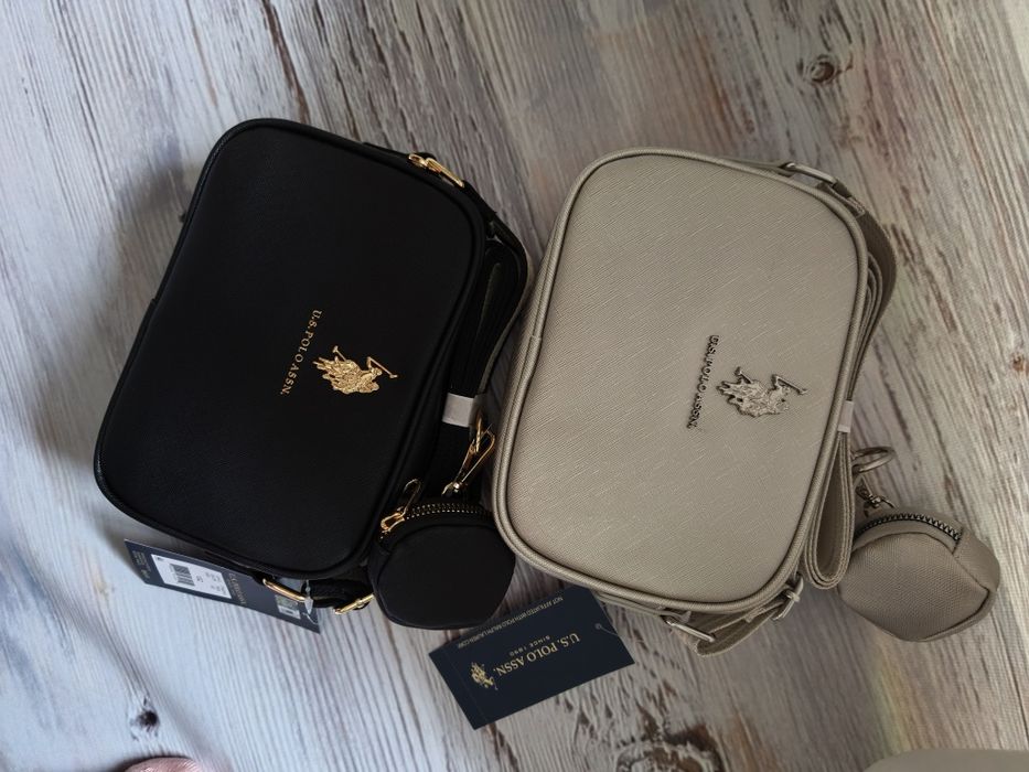 Сумка кросбоді Оригінал! Us polo Assn   срібна чорна сумочка через плече
