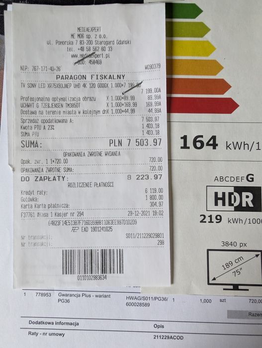 TV Sony XR75X93JAEP 75"