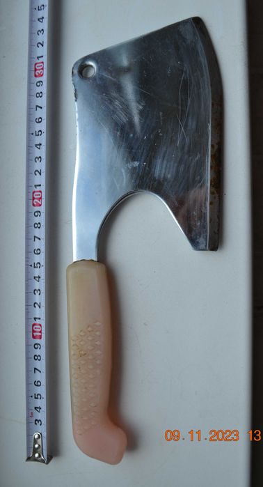 Кухонный топор, тесак, секач. Для рубки мяса. Хромированный. 32х11 см.