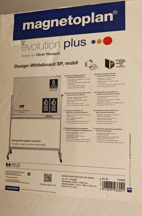 Quadro magnético móvel branco ( magnetoplan  mobile whiteboard 200x100  cm )
