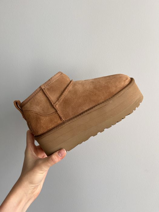 UGG Platform chestnut з натурального замшу угг платформ каштанові