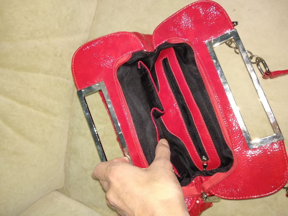 Сумка коричневая, красная