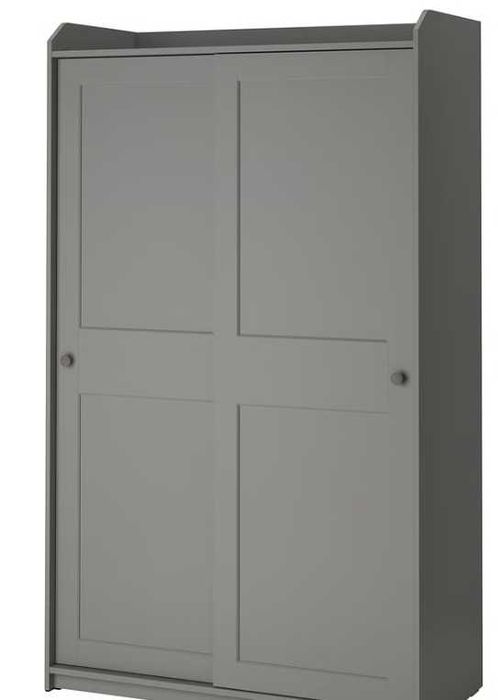 IKEA: HAUGA Roupeiro cinza c/portas deslizantes, branco, 118x55x199 cm *** COMO NOVO ***