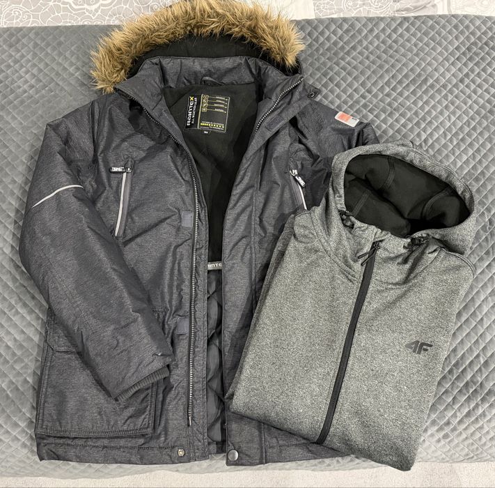 Kurtka chłopięca r. 164 oraz softshell firmy 4F r. M