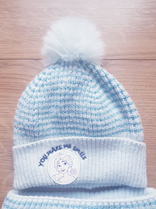 Zimowe ocieplane czapka z kominem dziewczęca marki Frozen Anna
