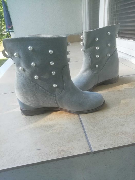 Botki zamszowe skóra
