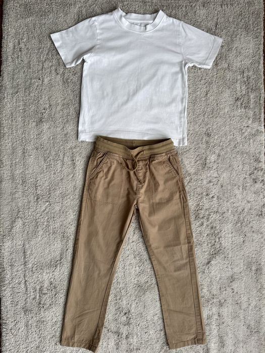 Джинсова сорочка біла футболка брюки 110 см 5 років для хлопчика