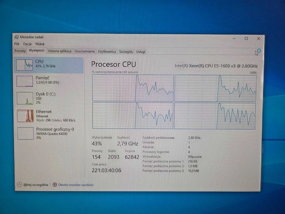 Dell Precision 5810 64GB RAM / Quadro k4200 4GB / 256 SSD / Win 10 Pro