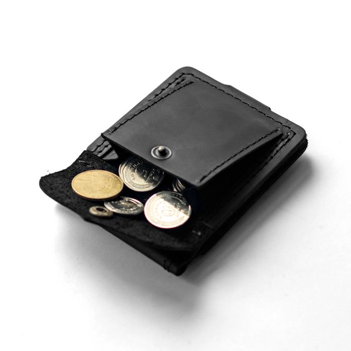 Затискач для грошей з монетницею з натуральної шкіри BUT ЧОРНИЙ