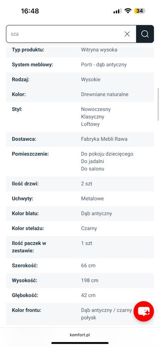 Witryna szynka meble porti 10