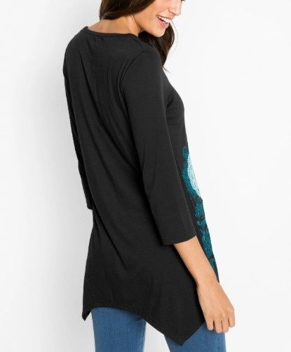 B.P.C bluzka asymetryczna czarna z nadrukiem r.44/46