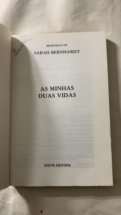 As Minhas Duas Vidas, Memórias de Sarah Bernhardt