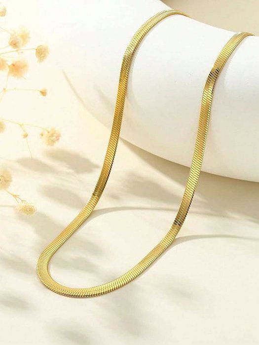Łańcuszek splot taśma złoty elegancki regulowana długość+ gratis