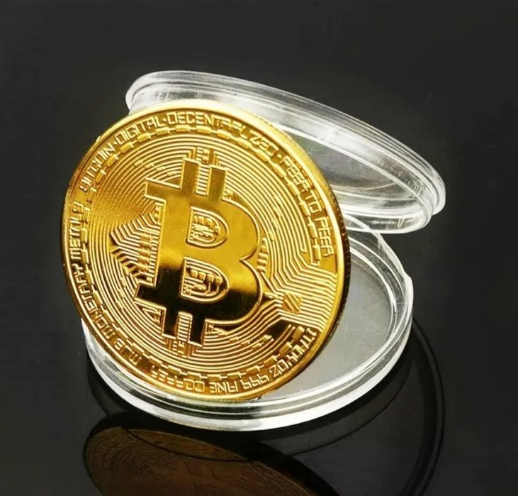 За 5 шт.Bitcoin сувенірні в золотому кольорі в капсулах