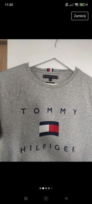 Szary klasyczny t-shirt bawełniany Tommy Hilfiger M