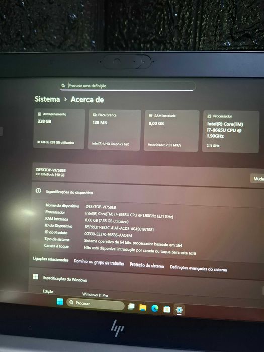 HP EliteBook 840 G6 | Intel i7 | SSD 256 GB | 8 GB RAM | Windows 11 Pro