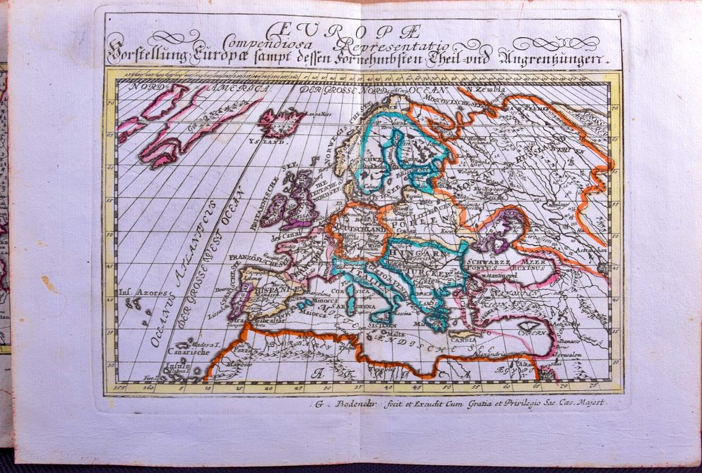 Dwie mapy Europy z Polską od morza do morza 1720r Gdańsk Wzgórze