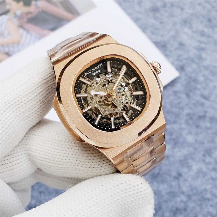 Годинник автоматичний Patek Philippe Nautilus skeleton rose gold