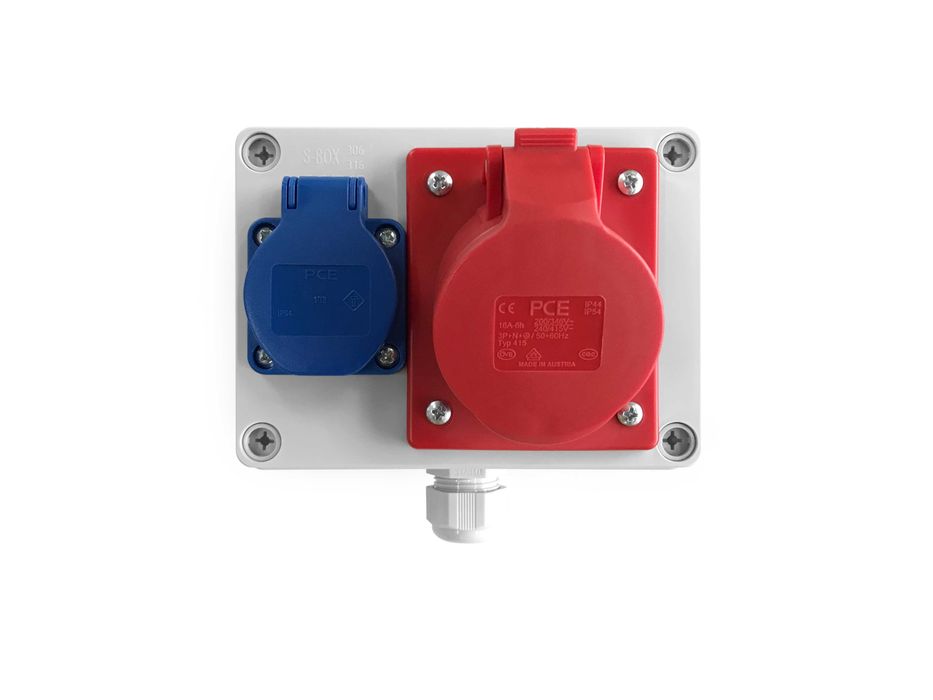 Rozdzielnica elektryczna natynkowa, gniazda 1x16A 5P 400V | 1x16A 230V