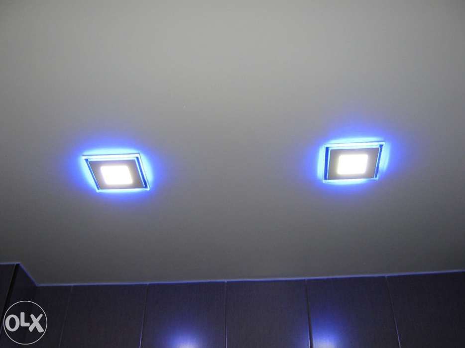 Spot projecção LED para tecto falso 10W quadrado com moldura luz azul