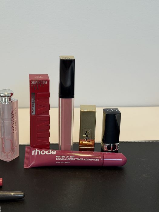 Zestaw markowych kosmetyków do ust Dior YSL MAC Rhode Chanel estee lauder benefit