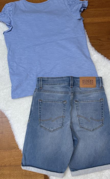 Spodenki jeansowe 134/140. 3 szt i koszulki gratis