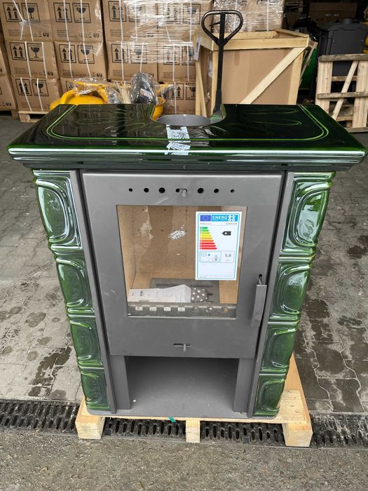 Piec kominek kaflowy koza ELDUR wkład kominkowy zielony II Gatunek