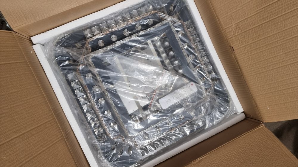 Plafon Kryształowy LED 60x60 cm | Glamour | Pilot | NOWY