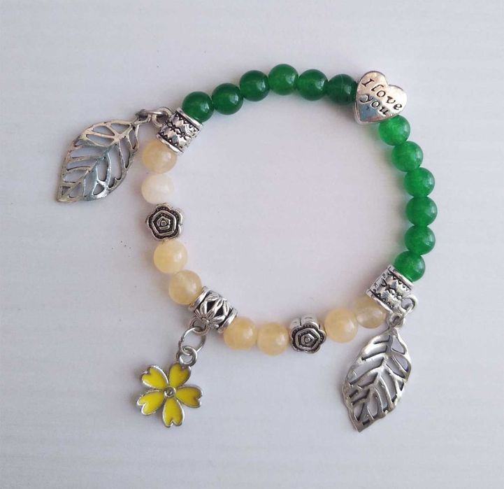 Продається жіночий браслет з натуральними хризопразами та цитринами