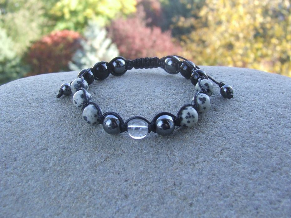 Bransoletka z jaspisu/z kryształu/z onyksu/jaspis dalmatyński