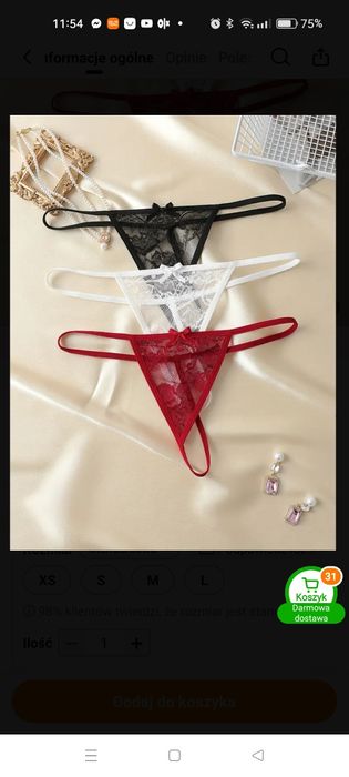 3 szt stringi nowe majtki bielizna damska s