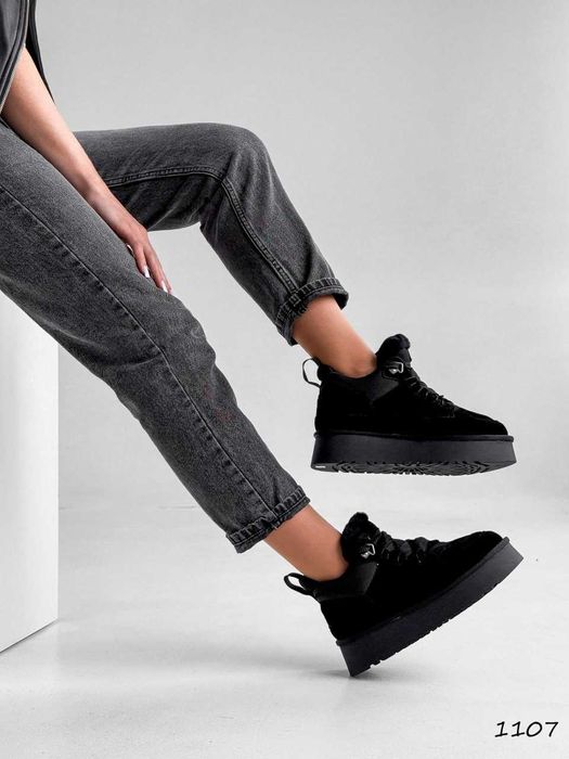 Жіночі угги чорні замшеві (36-40) UGG Lowmel Black Уггі Уги Угі