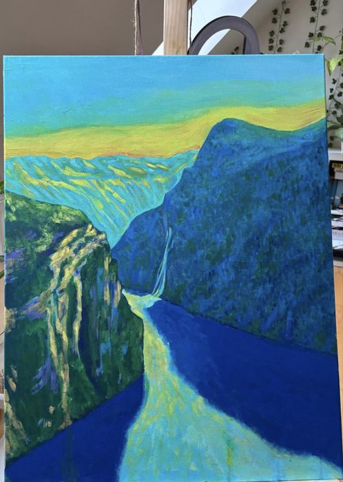 Obraz akrylowy autorski, Geiranger fjorden