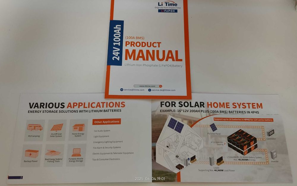 Аккумулятор для ИБП / инвертора LiTime LiFePO4 24В 100А·ч